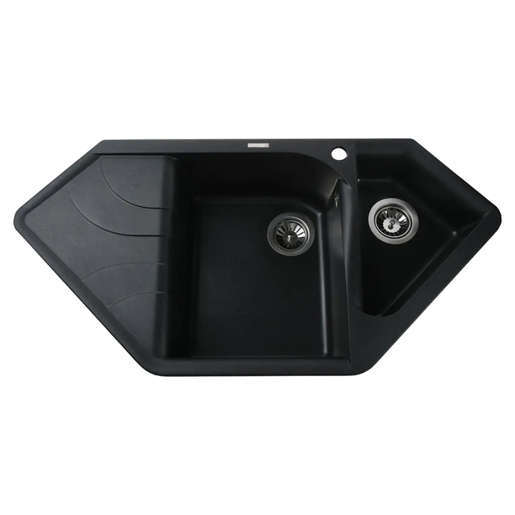 Гранітна мийка Globus Lux GARDA 1000х500-А0001, чорний металiк- Фото 1